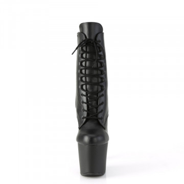 Pleaser IRONGRIP-1020 Blk Faux Leather/Blk Matte-Slv Brushed