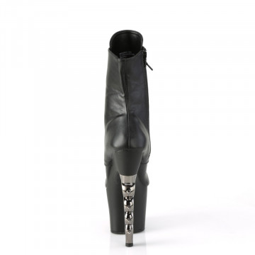 Pleaser IRONGRIP-1020 Blk Faux Leather/Blk Matte-Slv Brushed