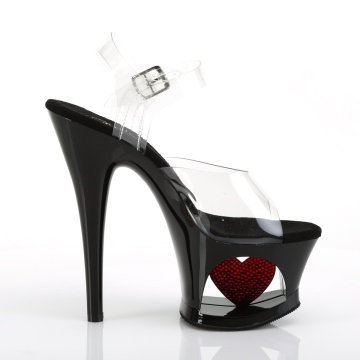 Pleaser MOON-708HRS Clr/Blk-Red