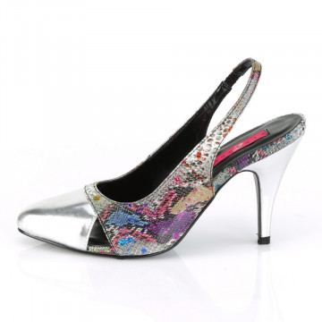 Pleaser Pink Label DREAM-405 Multi-Color Snake Print-Slv Metallic Pu