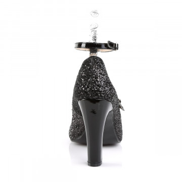 Pleaser Pink Label QUEEN-01 Blk Gltr-Pat