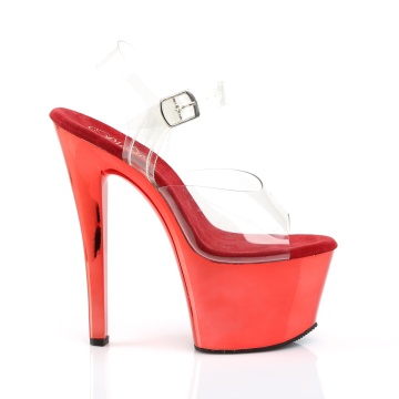 Pleaser SKY-308 Clr/Red Chrome