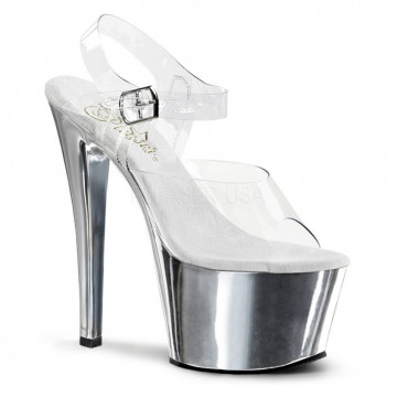 Pleaser SKY-308 Clr/Slv Chrome