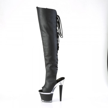 Pleaser SPECTATOR-3019 Blk Faux Leather/Clr-Blk Matte