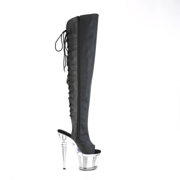 Pleaser SPECTATOR-3019 Blk Faxur Leather/Clr-Slv Chrome - Img 6