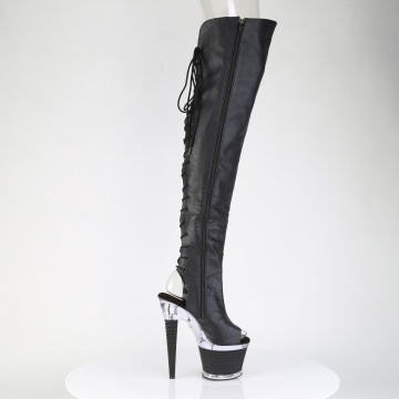 Pleaser SPECTATOR-3030 Blk Faux Leather/Clr-Blk Matte