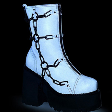 Demonia ASSAULT-66 Grey Reflective Vegan Leather - 38