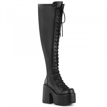 Demonia Cult CAMEL-300WC Blk Str Vegan Leather