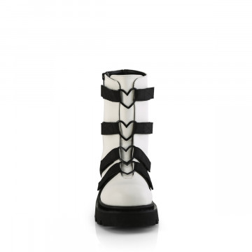 stivali demonia bianchi con fibbie a cuore