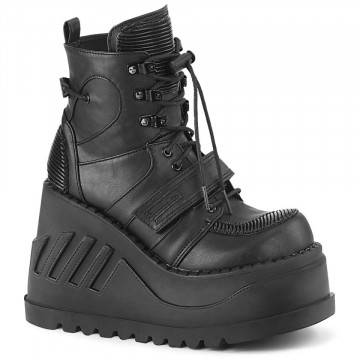 Demonia Cult STOMP-13 Blk Vegan Leather