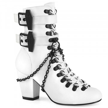 Demonia Cult VIVIKA-128 Wht Vegan Leather