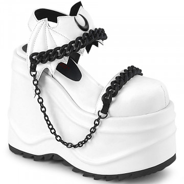 Demonia Cult WAVE-20 Wht Vegan Leather