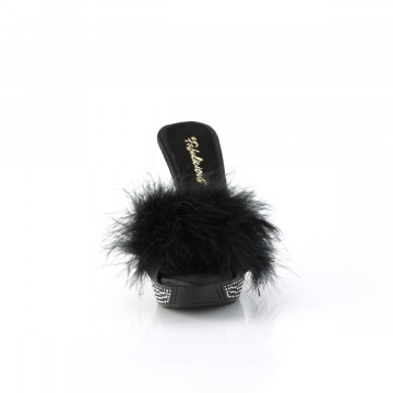 Fabulicious ELEGANT-401F Blk Marabou-Faux Leather/Blk