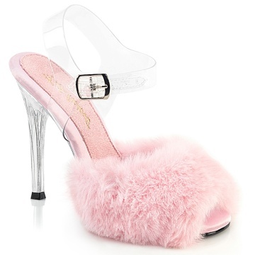Fabulicious GALA-08FUR B. Pink Faux Fur-Clr TPU/Clr