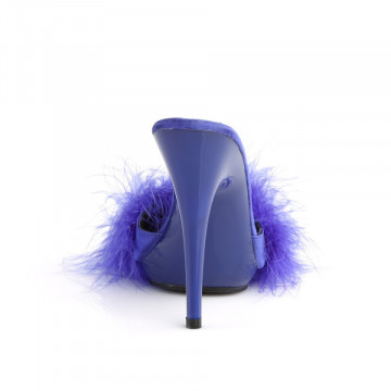 Fabulicious POISE-501F Blue Satin-Marabou Fur/Blue
