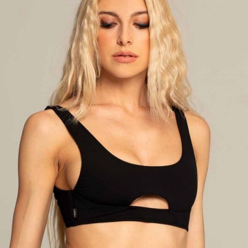 Paradise Chick MIAMI OPENCUT TOP RIBBED NERO M