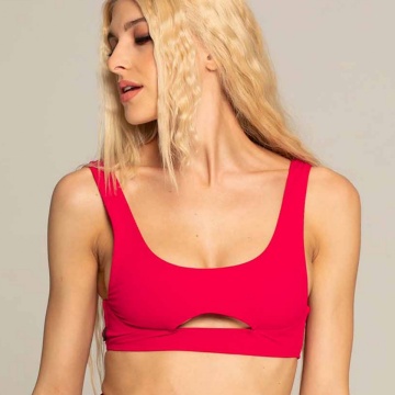 Paradise Chick MIAMI OPENCUT TOP RIBBED red S