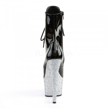 Pleaser ADORE-1020LG Blk Pat/Slv Multi Glitter