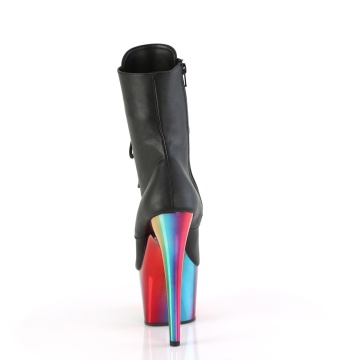 Pleaser ADORE-1020RC Blk Faux Leather/Rainbow Chrome
