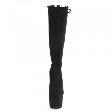 Pleaser ADORE-2008 Blk Stretch Faux Suede/Blk Faux Suede
