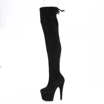Pleaser ADORE-3008 Blk Stretch Faux Suede/Blk Faux Suede
