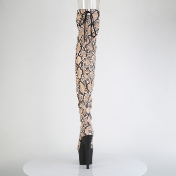 Pleaser ADORE-3008SP-BT Tan-Brown Snake Print/Blk Matte