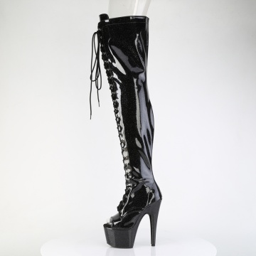 Pleaser ADORE-3021GP Blk Glitter Pat/M