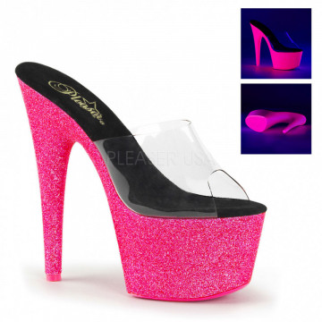 Pleaser ADORE-701UVG Clr/Neon H. Pink Glitter
