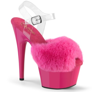 Pleaser ADORE-708FUR Fuchsia Faux Fur-Clr TPU/Fuchsia