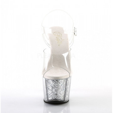 Pleaser ADORE-708G Clr/Silver Multi Glitter Inserts