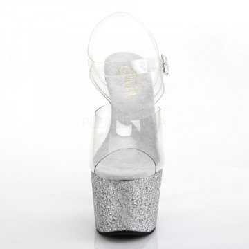 Pleaser ADORE-708HMG Clr/Slv Multi Glitter