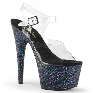 Pleaser ADORE-708LG Clr/Blk Multi Glitter