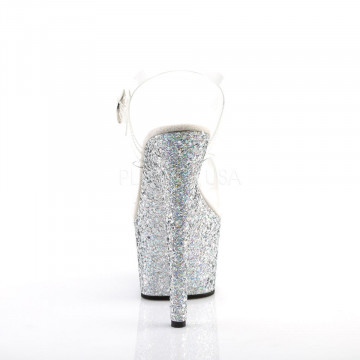 Pleaser ADORE-708LG Clr/Slv Multi Glitter