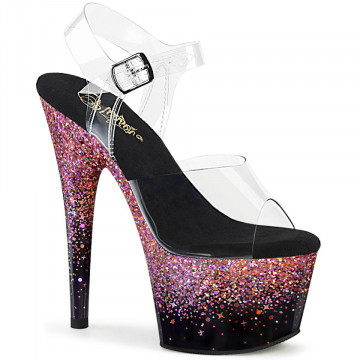 Pleaser ADORE-708SS Clr/Blk-Pink Multi Glitter
