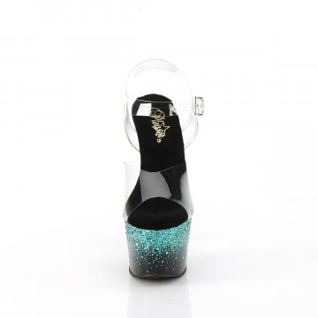 Pleaser ADORE-708SS Clr/Blk-Turquoise Multi Glitter
