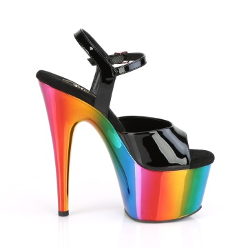 Pleaser ADORE-709RC Blk Pat/Rainbow Chrome