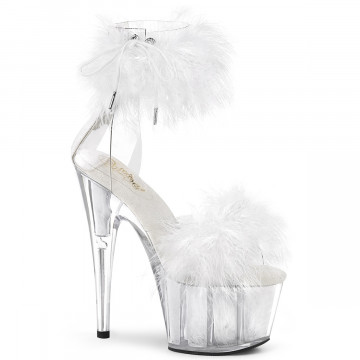Pleaser ADORE-724F Clr-Wht Fur/Wht Fur