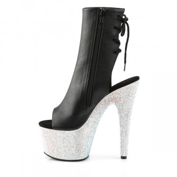 Pleaser BEJEWELED-1018DM-7 Blk Faux Leather/Slv Multi RS