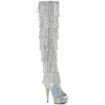 Pleaser BEJEWELED-3017HG-RSF Slv Holo Metallic Pu/Slv AB RS