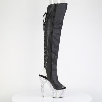 Pleaser BEJEWELED-3019MS-7 Blk Faux Leather/Slv AB RS