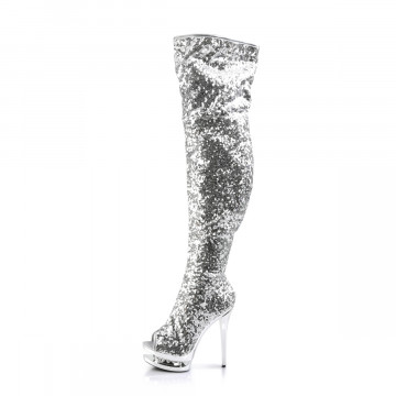 Pleaser BLONDIE-R-3011 Slv Sequins/Slv Chrome