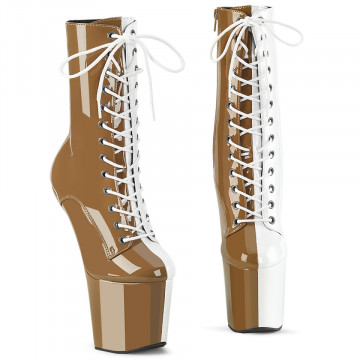 Pleaser CRAZE-1040TT Taupe-Wht Pat/Taupe-Wht