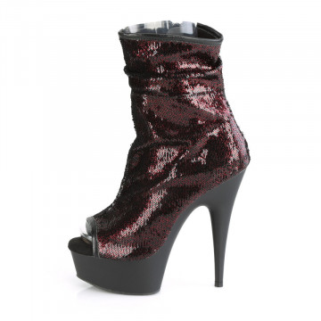 Pleaser DELIGHT-1008SQ Burgundy Sequins/Blk Matte