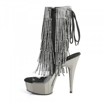 Pleaser DELIGHT-1017RSF Clr-Blk/Dark Pewter Chrome