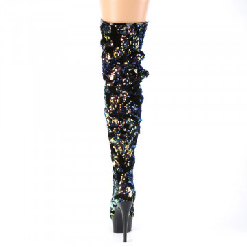 Pleaser DELIGHT-3004 Blue Iridescent Sequins/Blk