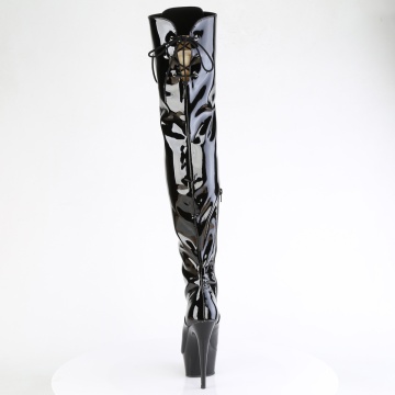 Pleaser DELIGHT-3022 Blk Str Pat/Blk