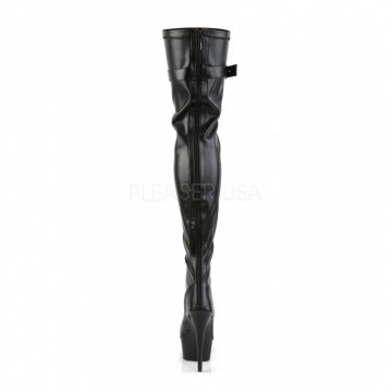 Pleaser DELIGHT-3025 Blk Str Faux Leather/Blk Matte