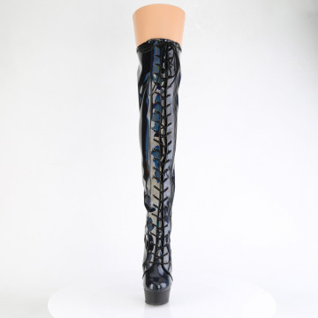 Pleaser DELIGHT-3029 Blk Str Hologram Pat/Blk Matte