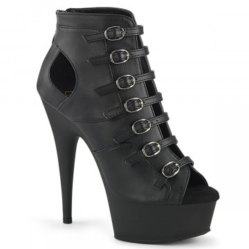 Pleaser DELIGHT-600-11 Blk Faux Leather/Blk Matte