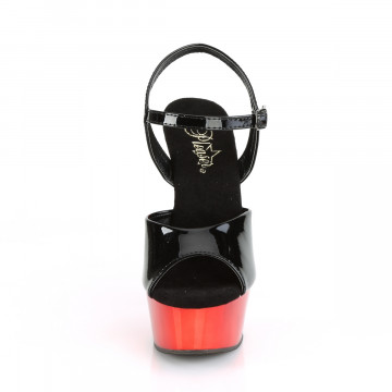 Pleaser DELIGHT-609 Blk Pat/Red Chrome